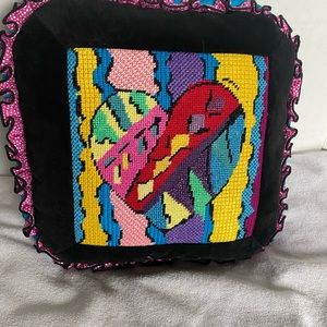 Throw pillow 12” embroidery Home Decor cushion/pillow colorful heart no tags